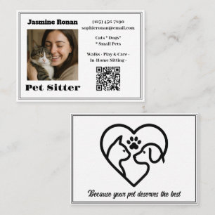 Cartão de Visita Personalizado de Pet Sitter com F