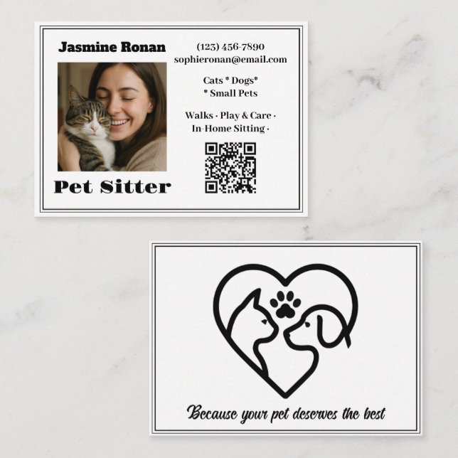 Cartão de Visita Personalizado de Pet Sitter com F (Frente/Verso)