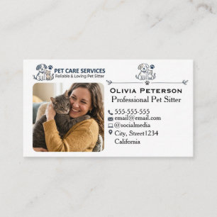Cartão de Visita Personalizado de Pet Sitter com F