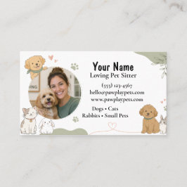 Cartão de Visita Personalizado de Pet Sitter Fofo
