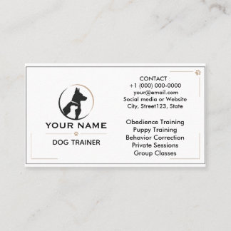Cartão de Visita Personalizado de Treinador de Cãe
