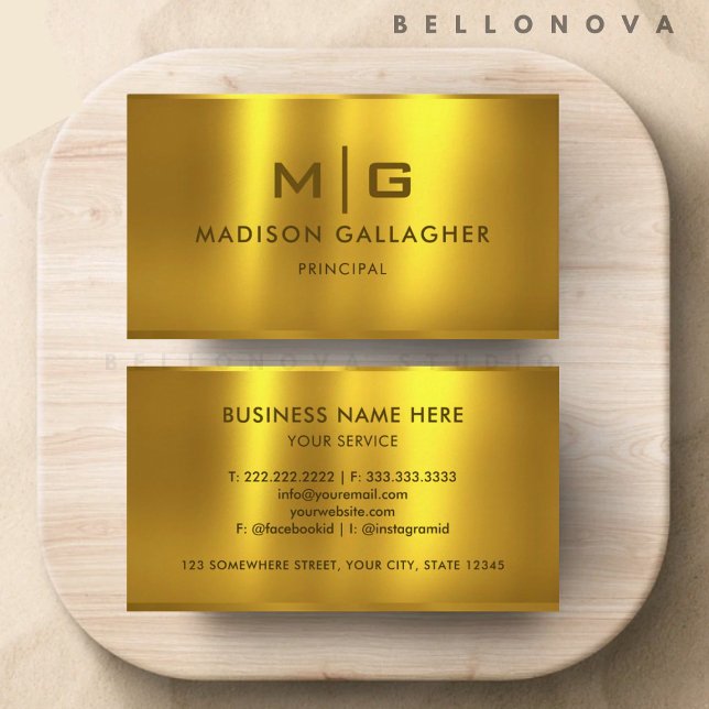 Cartão De Visita Personalizado Dourado de metal amarelo (Custom Gold Yellow Metal Professional Business Card)