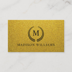 Cartão De Visita Personalizado Dourado Preto e Dourado Brilho Monog