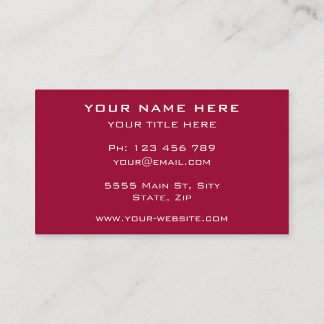 Cartão de visita personalizado Informações sobre o (Verso)