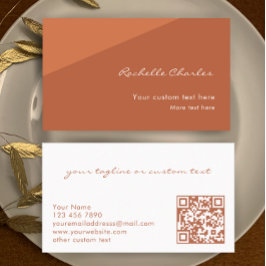 Cartão De Visita Personalizado Moderno Elegante Código QR de Cobre