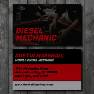 Cartão de Visita Personalizado para Mecânico Diese