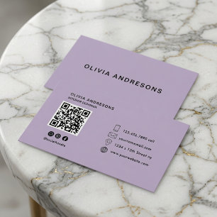 Cartão De Visita Personalizado Pastel Lavanda Minimalista