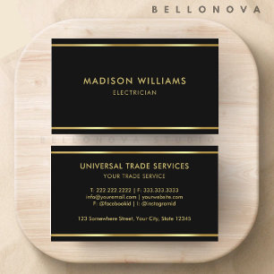 Cartão De Visita Personalizado Preto e Dourado Premium Profissional