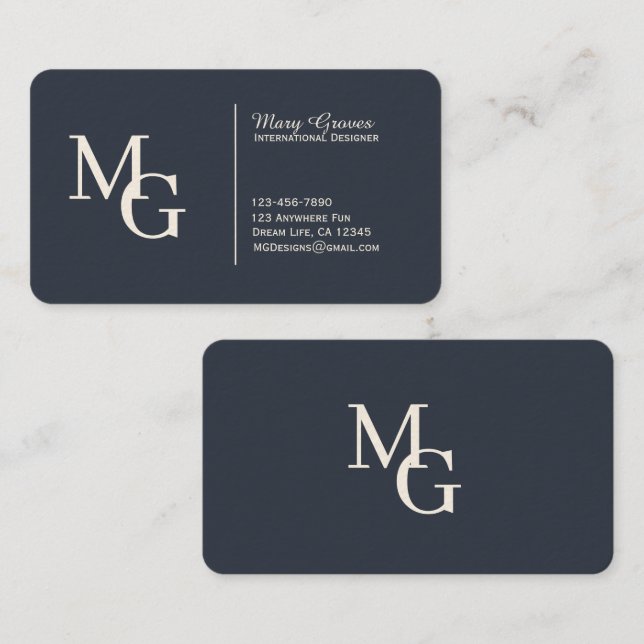 Cartão De Visita Personalizado Sofisticado Grafite Azul e Branco (Frente/Verso)