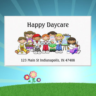 Cartão De Visita Personalizar crianças felizes na pré-escola de cre