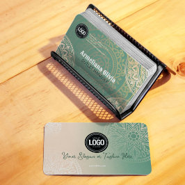 Cartão De Visita Personalizar logotipo de empresa | Ioga Verde Eleg