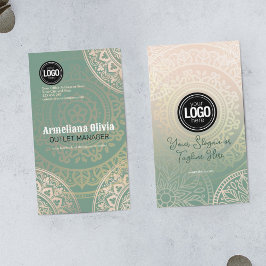 Cartão De Visita Personalizar logotipo de empresa | Ioga Verde Eleg