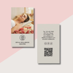 Cartão De Visita Personalizar logotipo Foto QR Spa Wellness Center