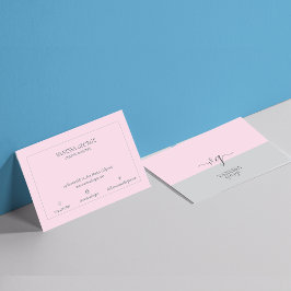 Cartão De Visita Personalizar Monograma de Cinza Rosa Cor-de-Rosa M