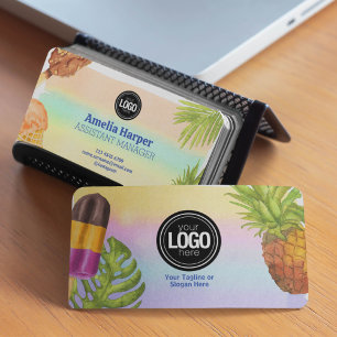 Cartão De Visita Personalizar o tema do sorvete de cor d'água artís