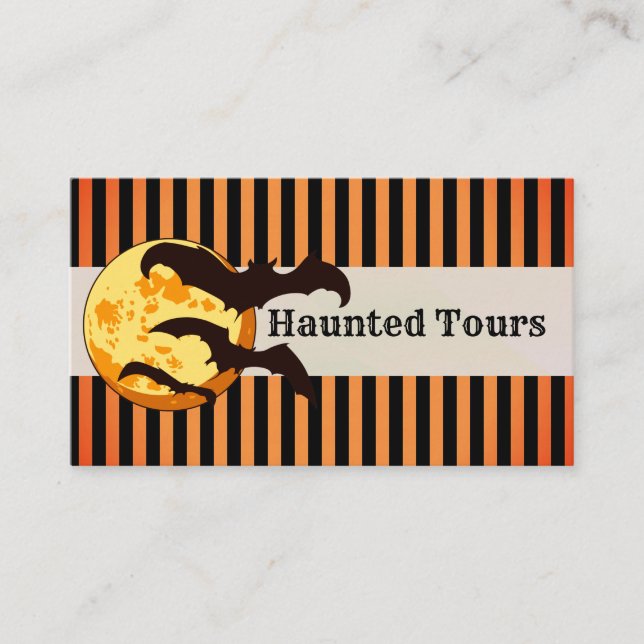 Cartão De Visita Personalizar Tours Assaltados do Halloween Laranja (Frente)