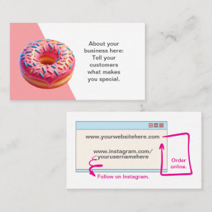 Cartão de visita personalizável de loja de donuts
