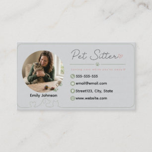 Cartão de Visita Personalizável de Pet Sitter com