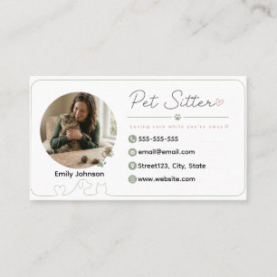 Cartão de Visita Personalizável de Pet Sitter com