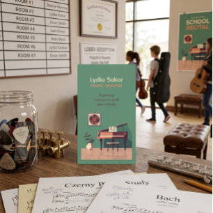 Cartão de Visita Personalizável de Professor de Mú