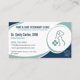 Cartão de Visita Personalizável de Veterinário