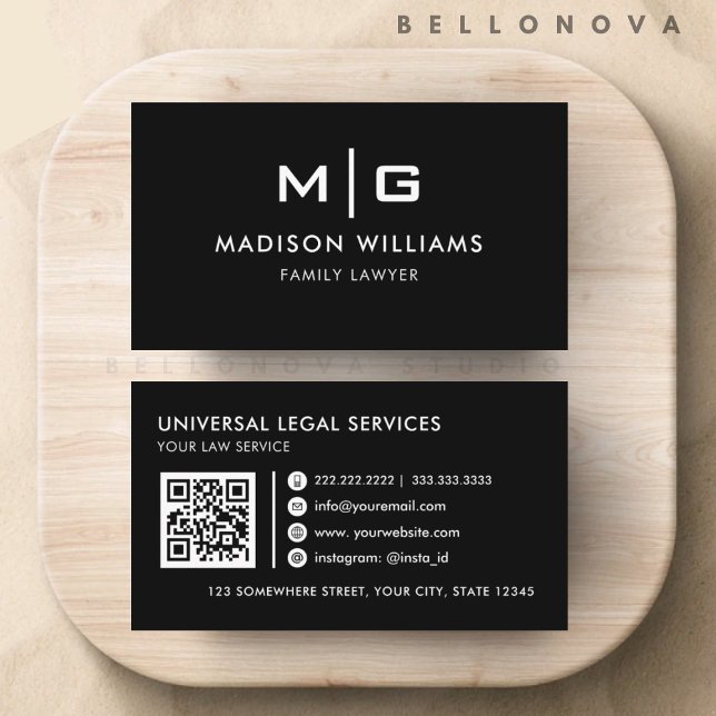 Cartão De Visita Personalizável, preto e branco (Customizable Black and White Professional Business Card)