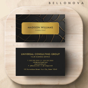 Cartão De Visita Personalizável Preto e Dourado Profissional