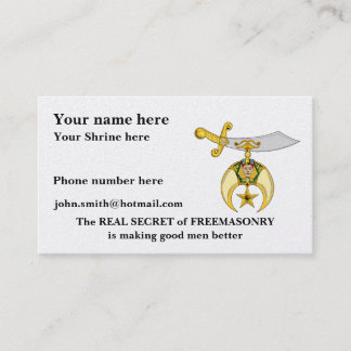 CARTÃO DE VISITA PERSONALIZE O EMBLEMA DE SHRINERS