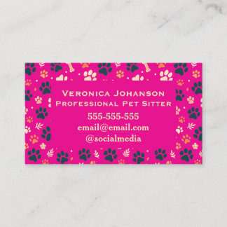 Cartão De Visita Personalized Professional Pet Sitter Business Card