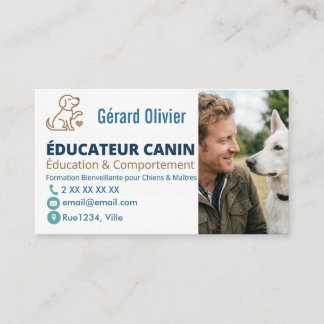 Cartão De Visita Personnalisable Pour Éducateur Canin Avec Photo