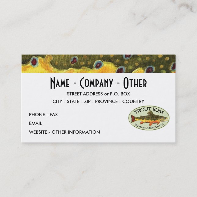 Cartão De Visita Pesca de Trutas Humorosas (Frente)