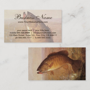 Cartão De Visita Pesca Vintage, Pequeno Robalo Saltando na Linha