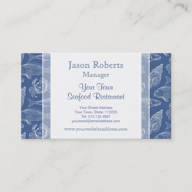 Cartão De Visita Pescador de embarcações de pesca ou restaurante de (Frente)