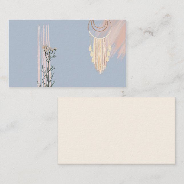 Cartão De Visita Pêssego Azul Dusty Boho Drecher (Frente/Verso)