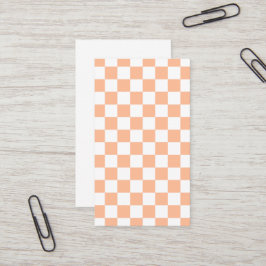 Cartão De Visita Pêssego cor de laranja, quadrados marcados, geomét