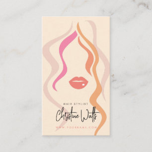Cartão De Visita Pêssego leve minimalista Pêssego Cabelo ondulado Q
