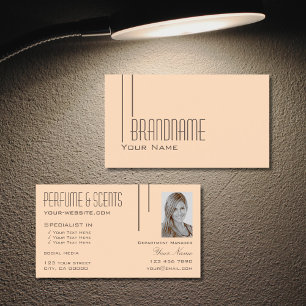 Cartão De Visita Pêssego Pastel simples com o Photo Professional Mo