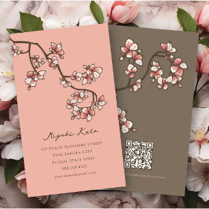 Cartão De Visita Pêssego-rosa-oriental Blossomo Chic Sakura