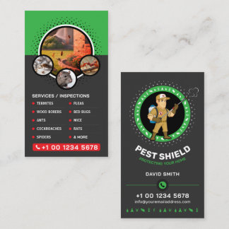 Cartão De Visita Pest control Service, Exterminator, Fumigation Bus