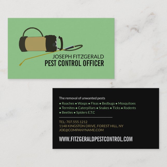 Cartão De Visita Pest Controller Pump, Controle de Pest (Frente/Verso)