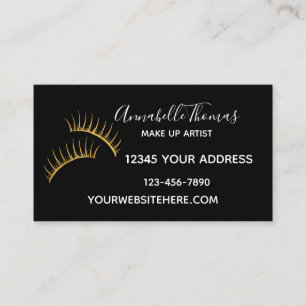 Cartão De Visita Pestanas pretas chiques do ouro branco