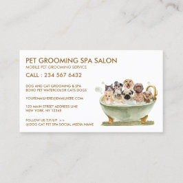 Cartão De Visita Pet Bath White Grooming Cats Spa Nomeação de Cães