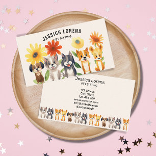 Cartão De Visita Pet Bonito Sentado, Sentado Feliz De Gato, Veterin