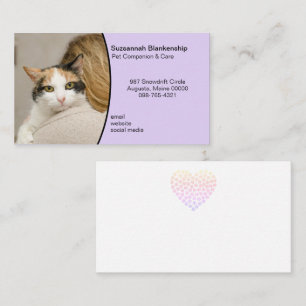 Cartão De Visita Pet Care Foto Personalizada Pastel Purple