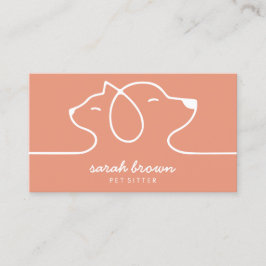 Cartão De Visita Pet De Gato De Pêssego Laranja Coral