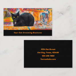 Cartão De Visita Pet de Gato Negro Colorido