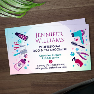 Cartão De Visita Pet Groomer In-Home & Mobile Dog & Cat Grooming