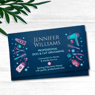 Cartão De Visita Pet Groomer In-Home & Mobile Dog & Cat Grooming