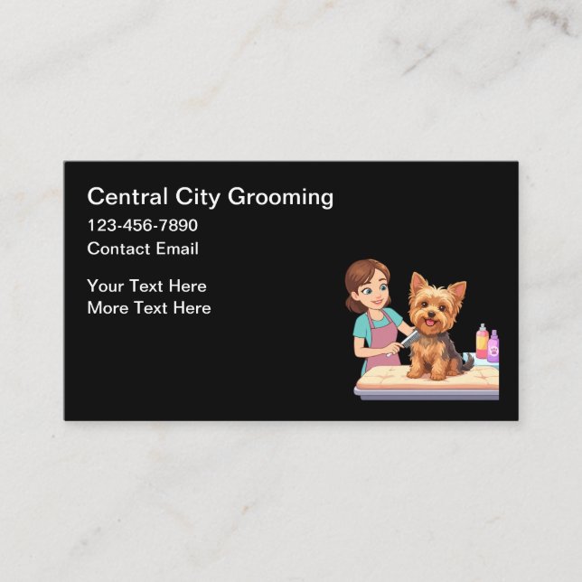 Cartão De Visita Pet Groomer Simple Business Cards (Frente)