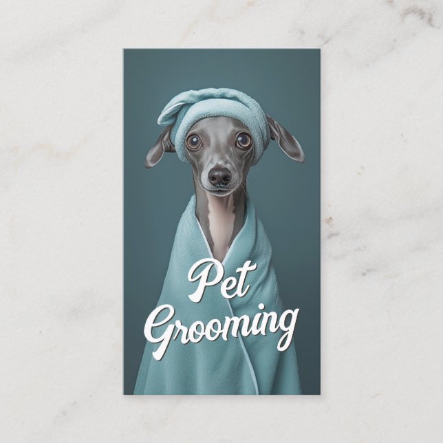 Cartão De Visita Pet Grooming Salon Care Boutique italiano Greyhoun (Frente)